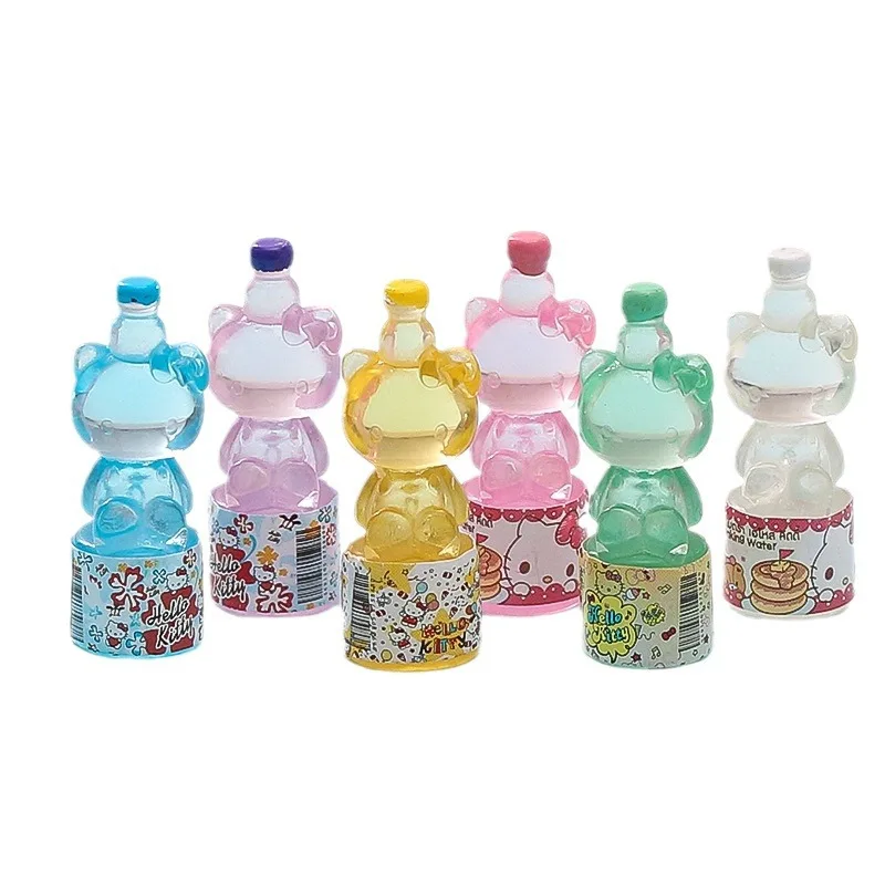 10pcs Anime Hello Kitty My Melody 3d Desktop Ornaments Decor Kawaii Kt Transform Bottle Creative Phone Case Hairpin Accessories