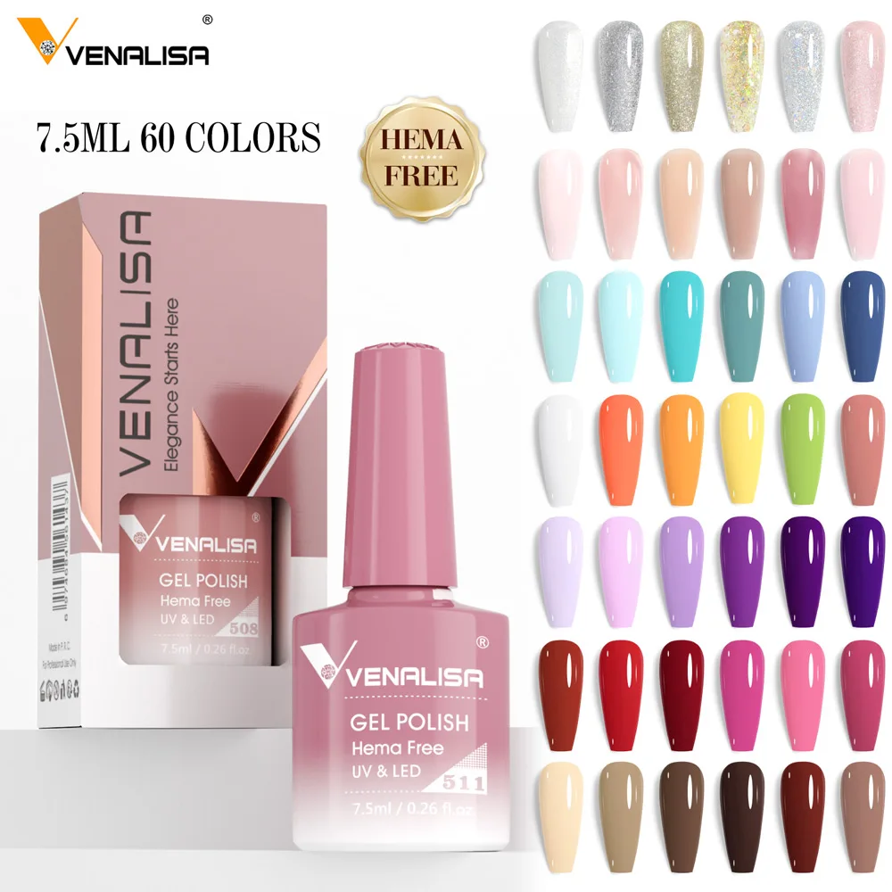 Venalisa HEMA FREE 7.5ml Gel Polish Nail Summer Spring French Jelly Nude Pink Nail Gel Polish Glitter Gorgeous SoakOff UV LED