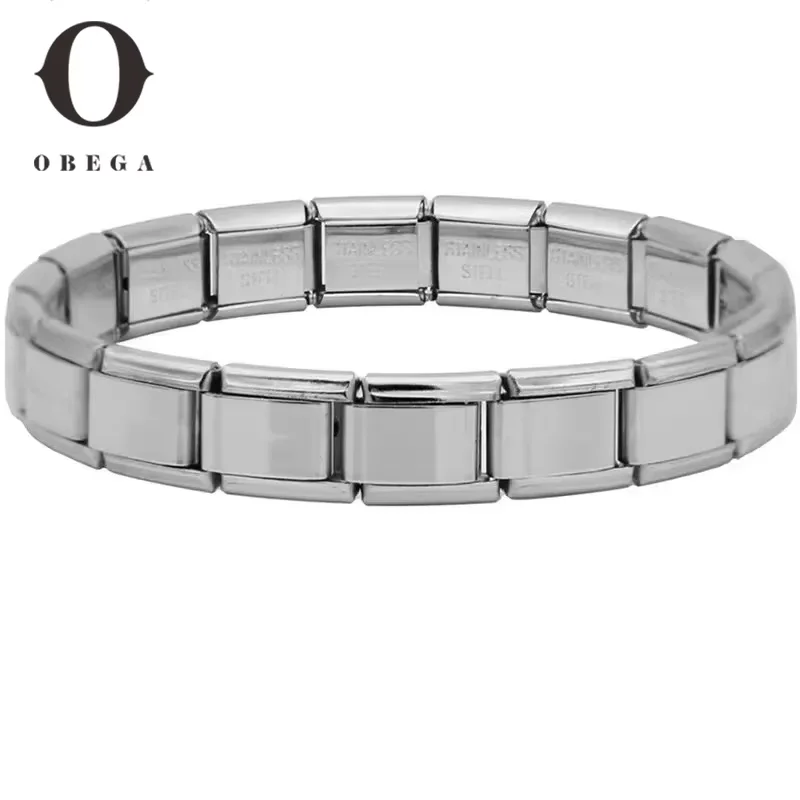 Obega Hip Hop Width Square Bracelet For Women Men Punk Silver Color Stain Steel Bangle Simple Trendy Fashion Daily Jewelry