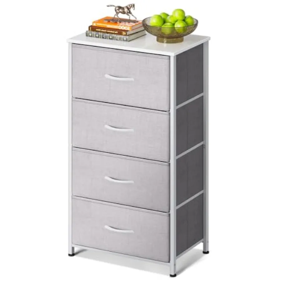 

Dresser for Bedroom with 4 Storage Drawers Small Dressers Chest of Drawers Fabric Dresser with Sturdy Steel Frame Dressers for
