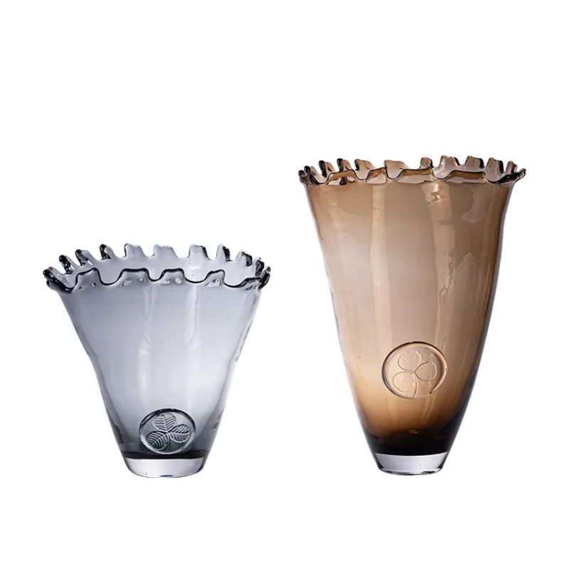 

Modern light luxury glass vase, creative art flower ornament insert dried flower hydroponic dining table ornament