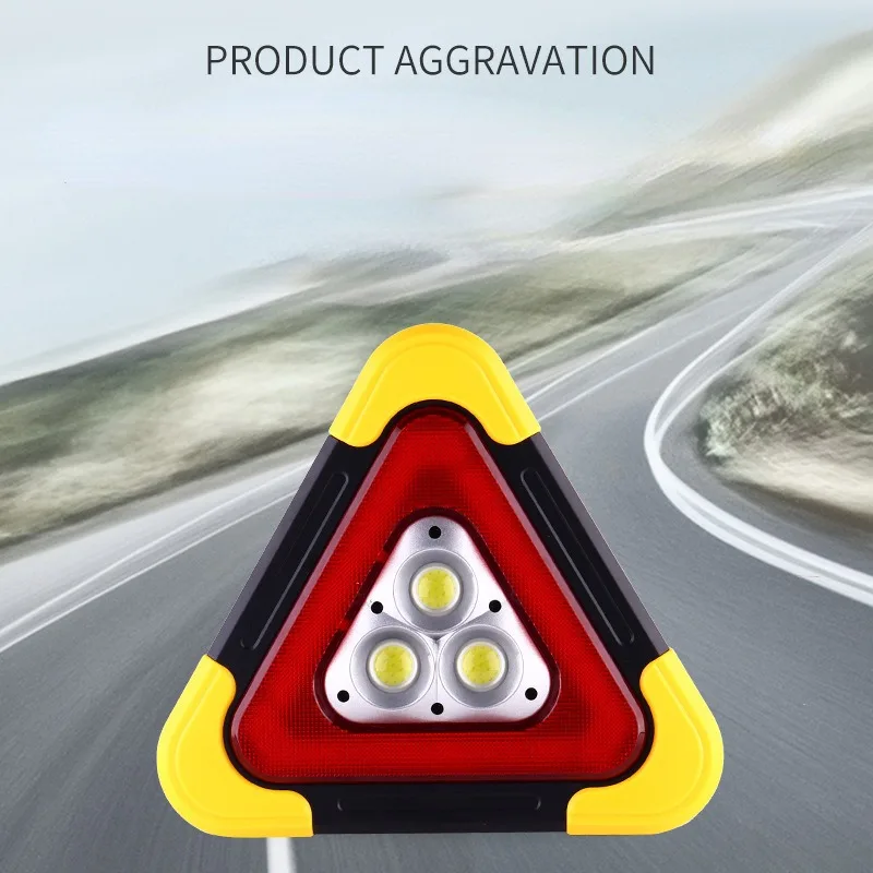 Automotive Tripod Car Triangle Warning Signs Automatically Light Up Tripod Parking Reflective Solar Emergency Lights