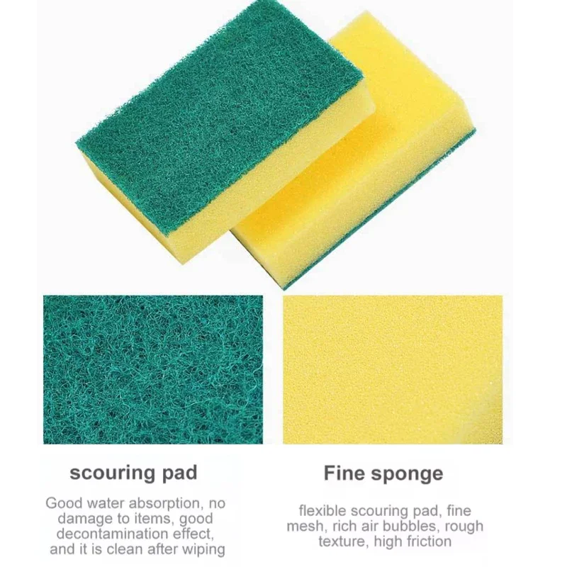 Double-Sided Scouring Pads Kitchen Dishwashing Sponge Scrubbing Pad Nano Emery Clean Rub Pot Rust Bowl Stains Cleaning Sponges