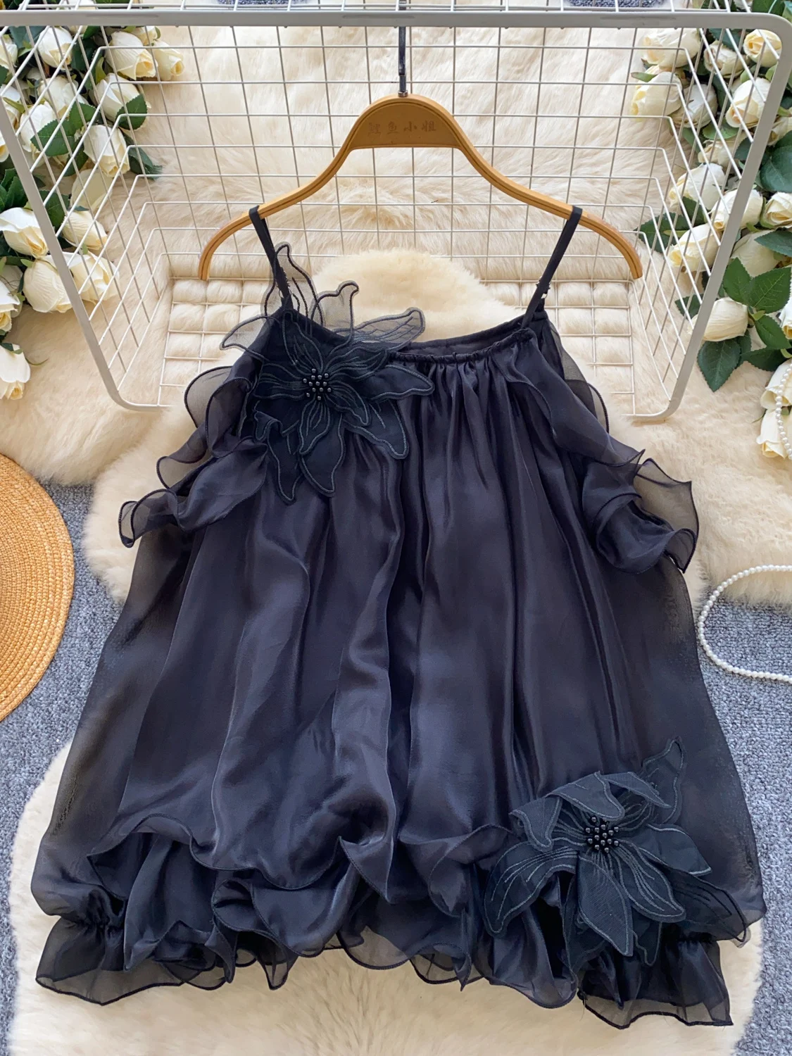 

French Sle Loose Fit Long Sve Me irt Women's oulder Bared Strap Long Sve Net irt n Floral Print Open C...