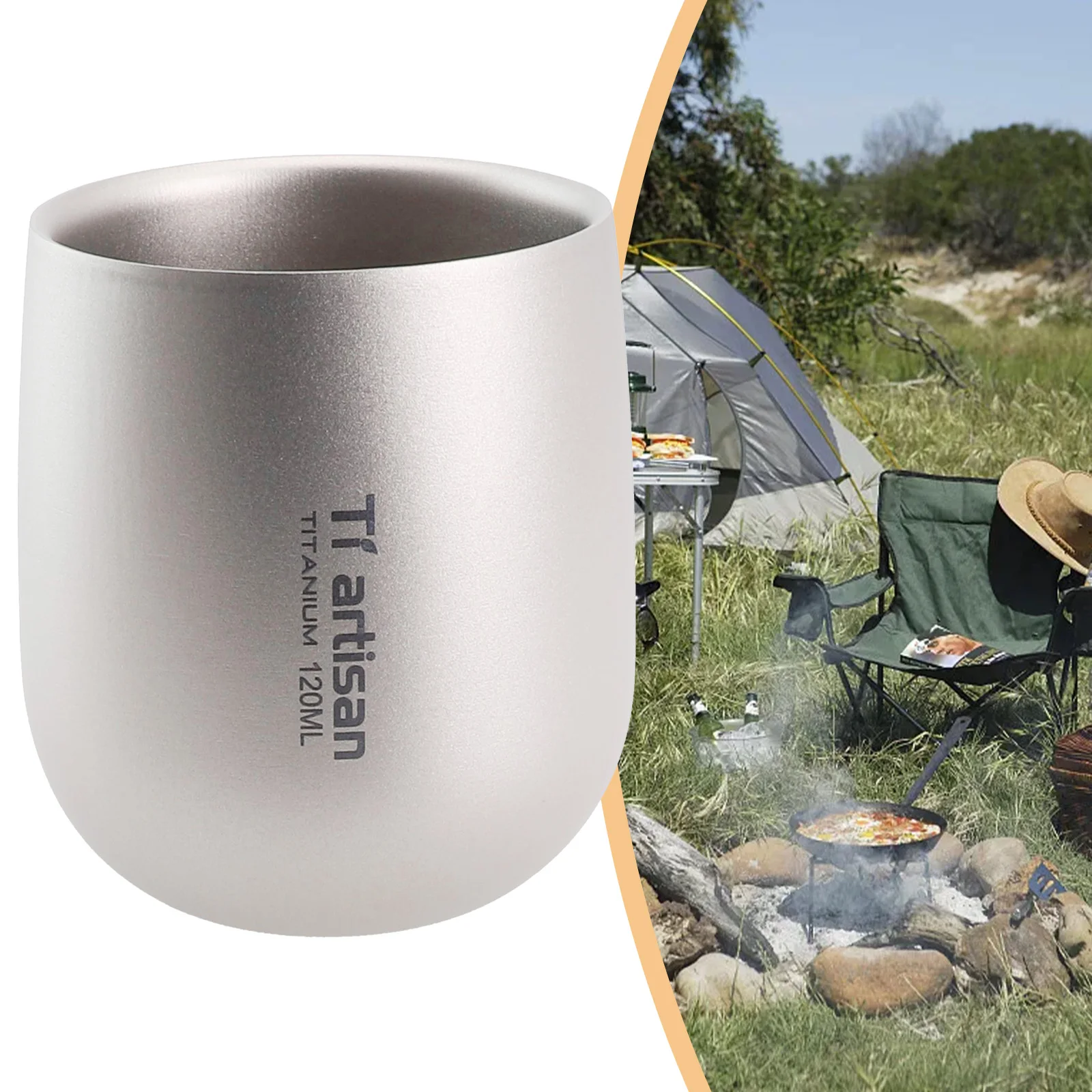 Camping Essential 120ml Mug Made from Titanium Double Wall Design Suitable for All Drinks Awe Inspiring Gift Selection