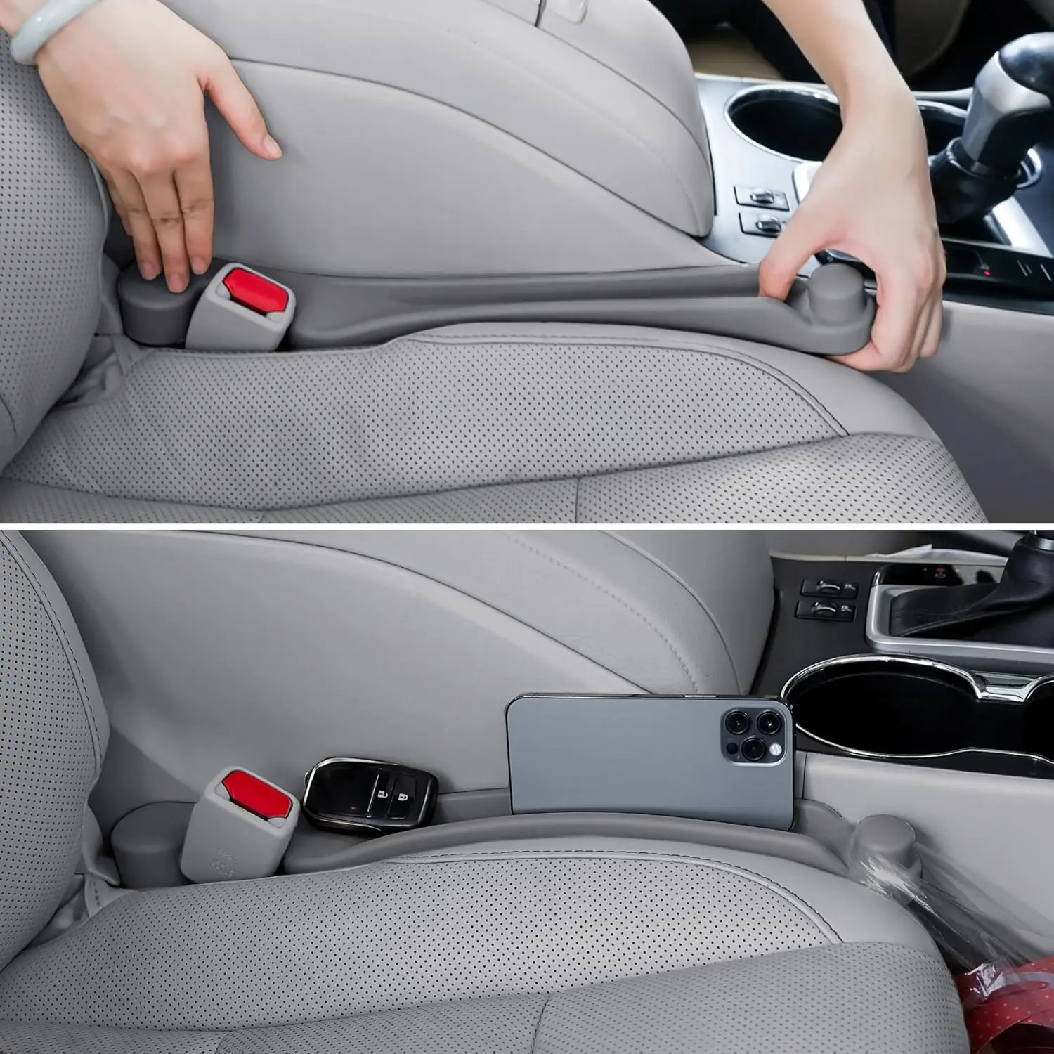 

3-in-1 Car Seat Gap Filler Set, Soft Foam, Universal Fit for Cars SUVs Trucks, Storage & Hook, Standard Carbon Gray