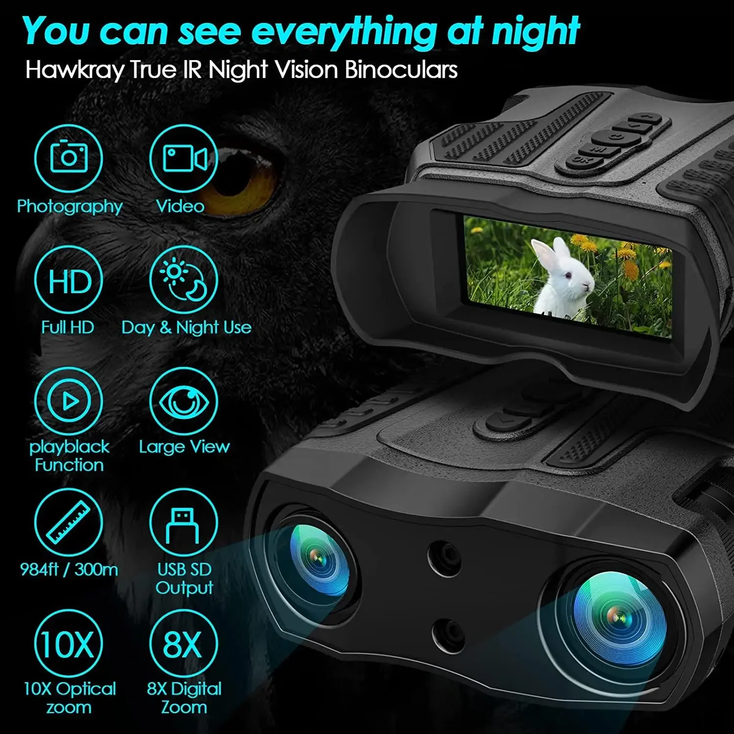 BSTCAM Big view playback Telescope Binoculars HD For Outdoor long-range Hunting spyglass Optical Night Vision Wholesale