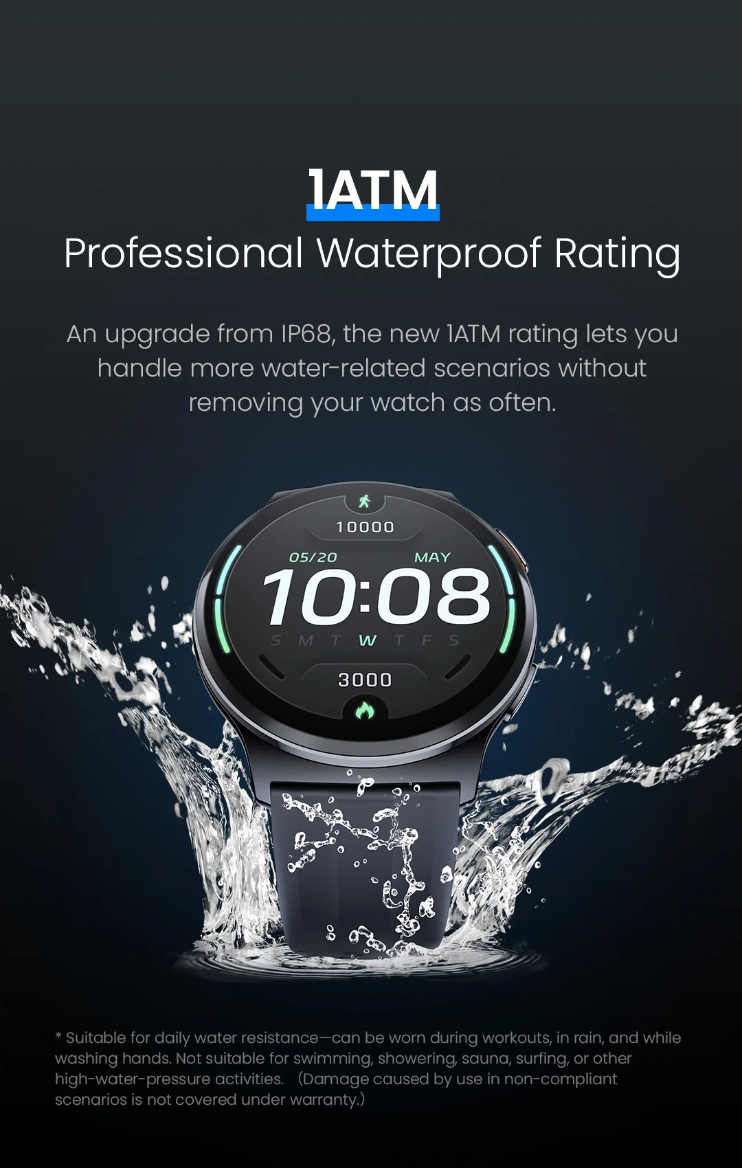 HAYLOU Solar Lite 2 Smartwatch 1,43'' AMOLED-Display 24h Gesundheitsüberwachung 150+ Sportmodi Sprachanrufe Smartwatch 1ATM – Detail 16