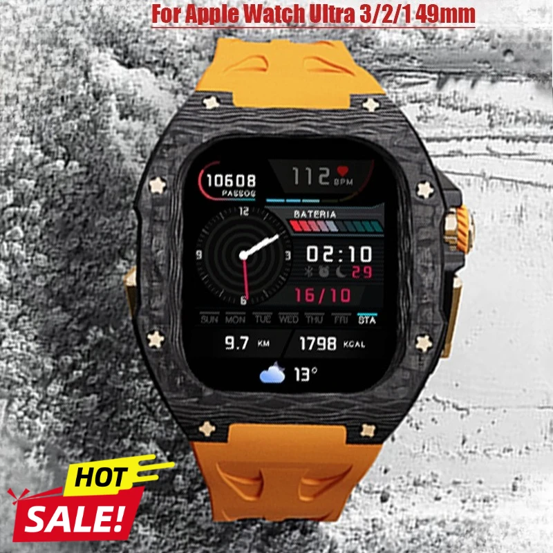 

Luxury Modification Kit for IWatch Ultra3 49MM Titanium Alloy/Carbon Fiber Case+Strap for Apple Watch Ultra2/1 49mm Mod kit