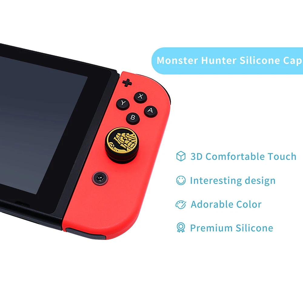 4ชิ้นปลอกแฮนด์จับแบบแอนะล็อกซิลิโคนลายการ์ตูนเข้ากันได้กับนินเทนโดสวิตช์ OLED/SWITCH lite/ SWITCH ฝาครอบป้องกันจอยสติ๊ก