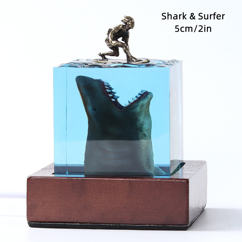  Seabed Organism Seaweed Shark Figurines Tabletop Art Decor Diver Deep Sea Turtle Resin Night Light Home Desk Christmas Gift 