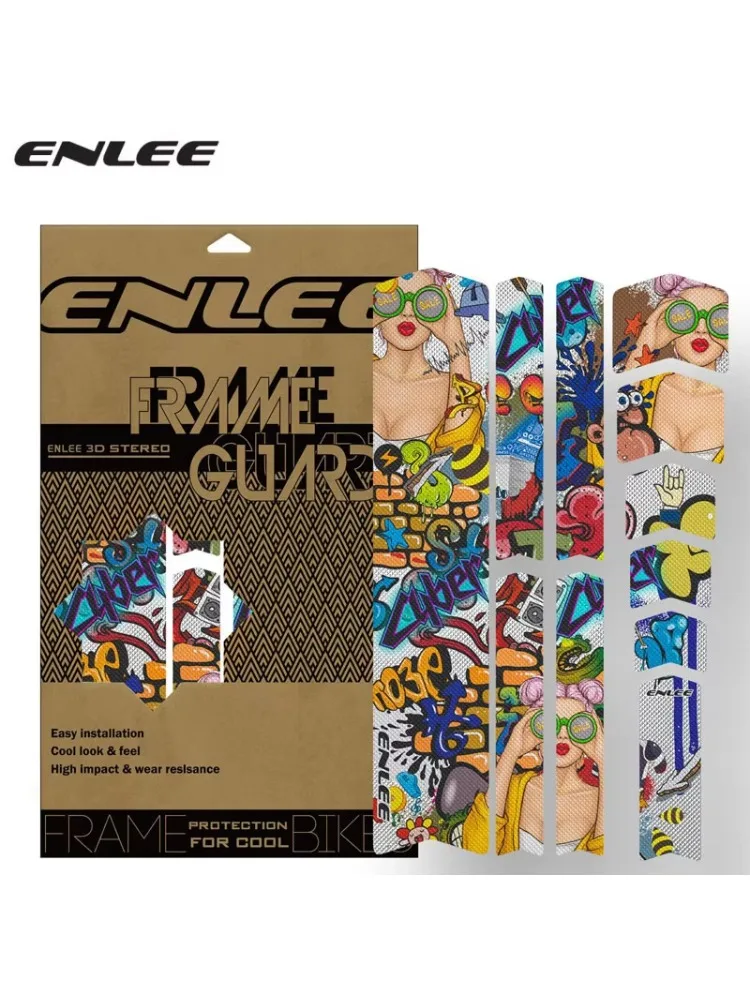 Enli Full Set 3D 3M Fahrradrahmen-Schutzfolie, verschleißfest und hinterlässt keine Spuren, Mountainbike-Rahmen-Schutzfolie