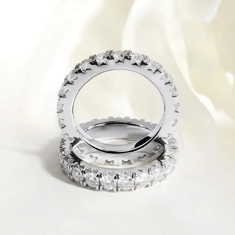 Imagem -03 - Smyoue mm d Cor Todos os Anéis de Moissanite para Mulheres Bandas de Eternidade Completa Combinar Diamante S925 Prata Esterlina Banhado 18k Jóias Gra