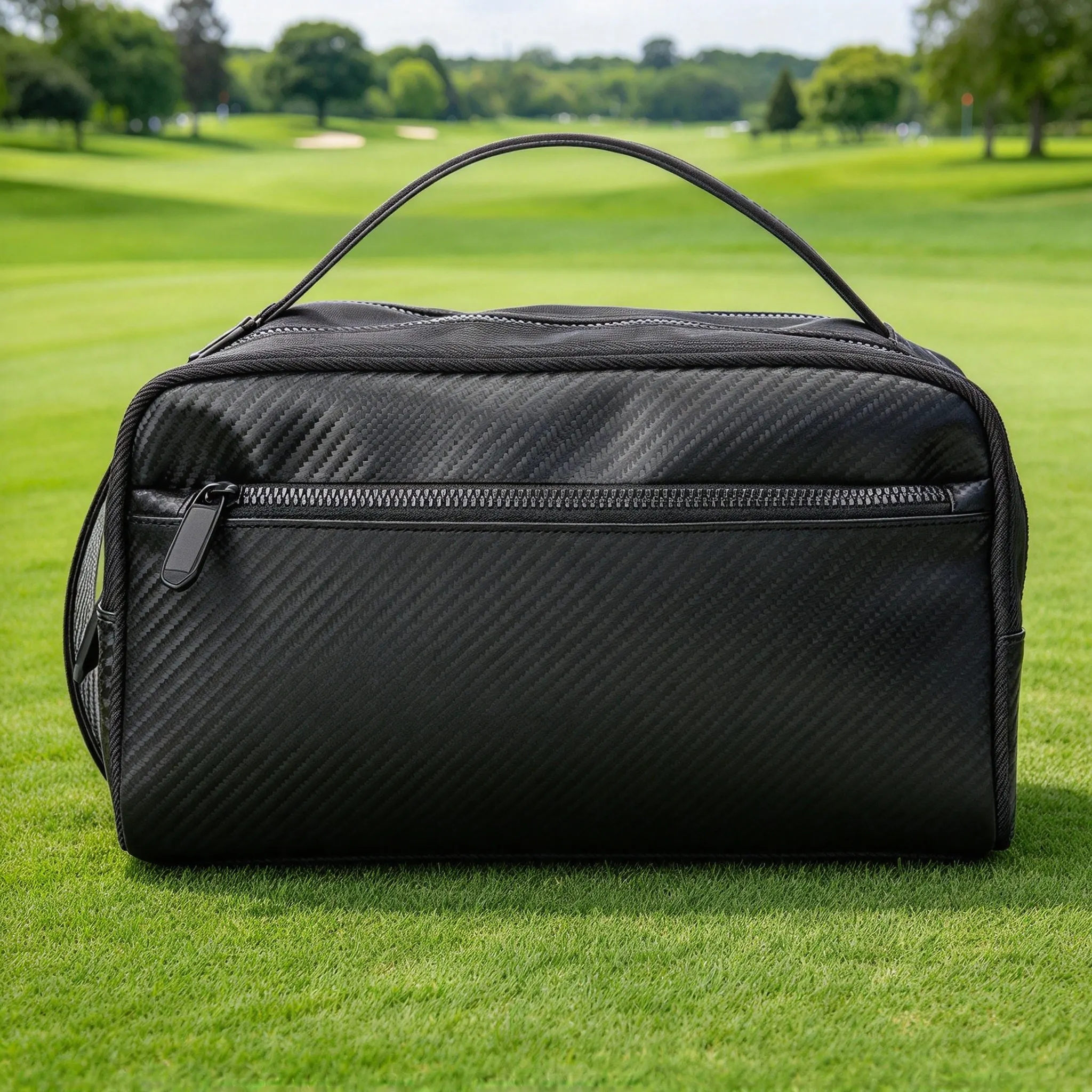 Golf Handbag, Unisex Double Layer Storage Pouch with Skull Metal Hardware, Multi-functional Sports Golf Hand Carry Storage Bag