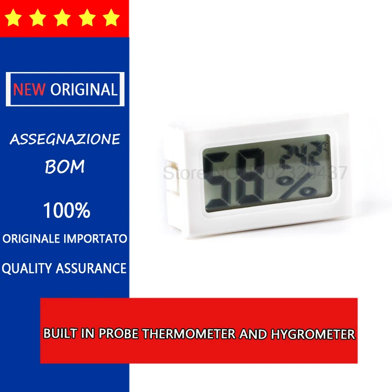 White square electronic thermometer and hygrometer Embedded digital thermometer and hygrometer in pet case