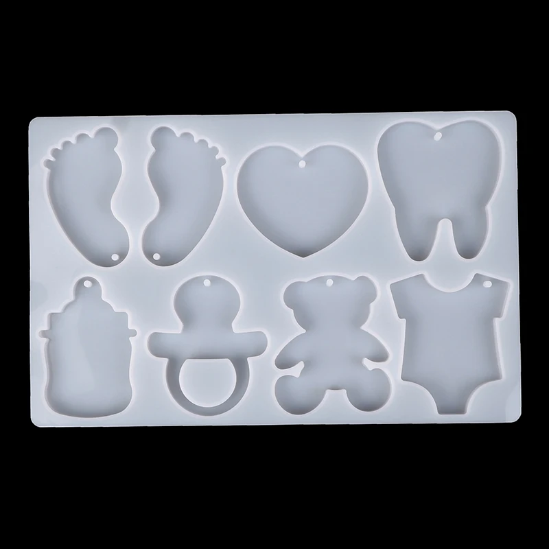 1PC DIY UV Epoxy Resin on The Anniversary of Feet Love Resin Mold Pendant Key Shiny Silicone Mold Crafts Making Tools