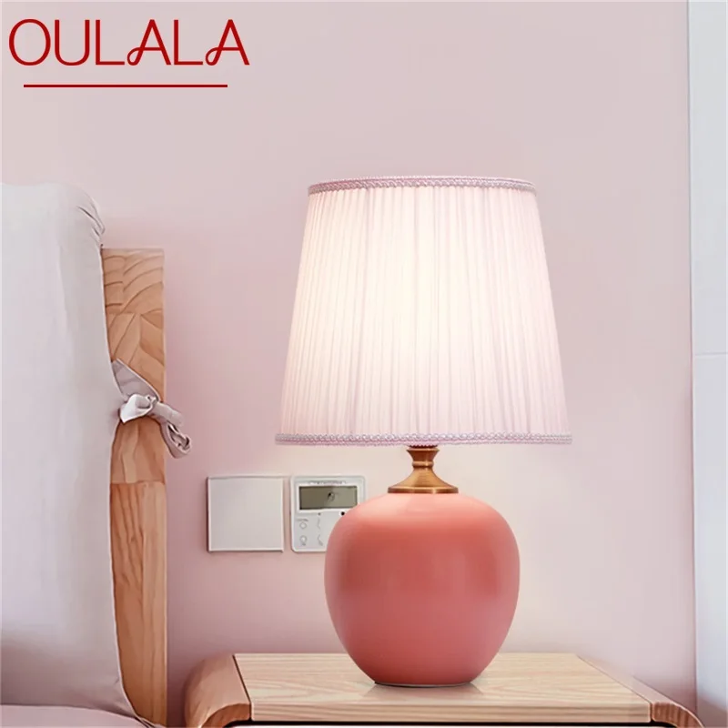 APRIL Touch Dimmer Table Lamp Ceramic Pink Desk Light Contemporary Decoration for Home Bedroom