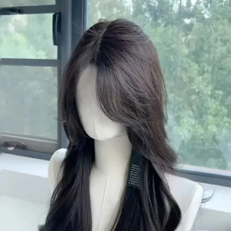 黒髪ロングウェーブナチュラルヘア合成ウィッグ女性用24インチ高品質耐熱ウィッグ人毛