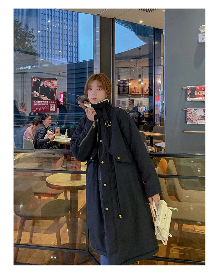 Down Cotton Parkas Jacket Women's Mid-length Over The Knee 2025 New Korean Loose Fashion Winter Padded Female Thickened