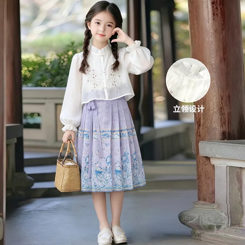 New Chinese-style girls' dress, autumn collection children's Hanfu2026New Chinese-style traditional clothing for girls, suitable