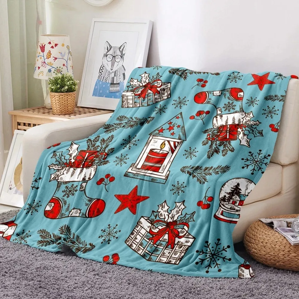 Soft Hugging Beds Blankets Christmas Sofas Lightweight Sleep Plush Home Textiles Flannel Blanket Children Bedquilt Holiday Gift