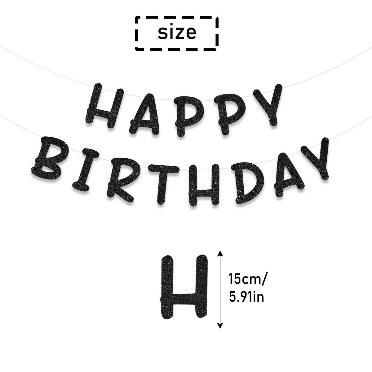 Glitzerndes Happy Birthday-Banner, Männer und Frauen, Babyparty, Geburtstagsfeier, Hintergrund, Wanddekorationszubehör – Detail 12