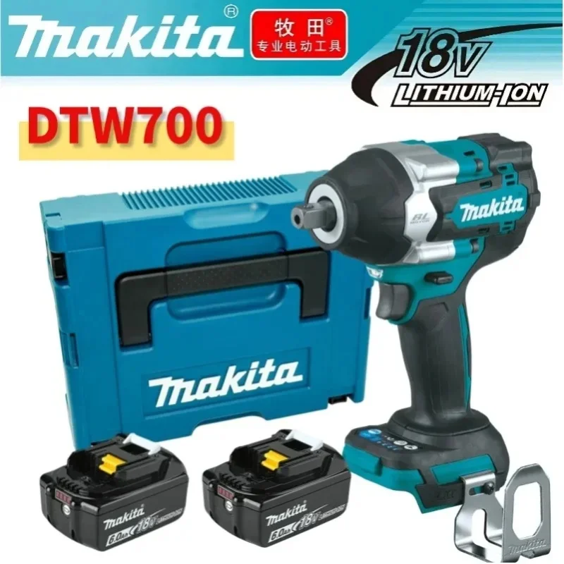 1000 Nm Spitzendrehmoment Original Makita DTW700 Kabelloser Schlagschrauber, 18V Bürstenloser Motor, Einstellbare Geschwindigkeit, Verschleißfestes Werkzeug für die Autowartung