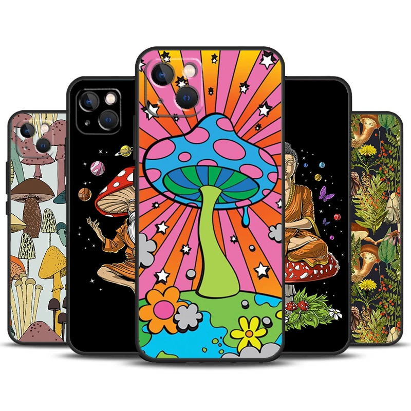 Magic Mushroom Alien Trippy Shrooms Phone Case For iPhone 11 12 13 14 16 15 Pro Max Mini 7 8 Plus X XR XS Max Bumper Cases Cover