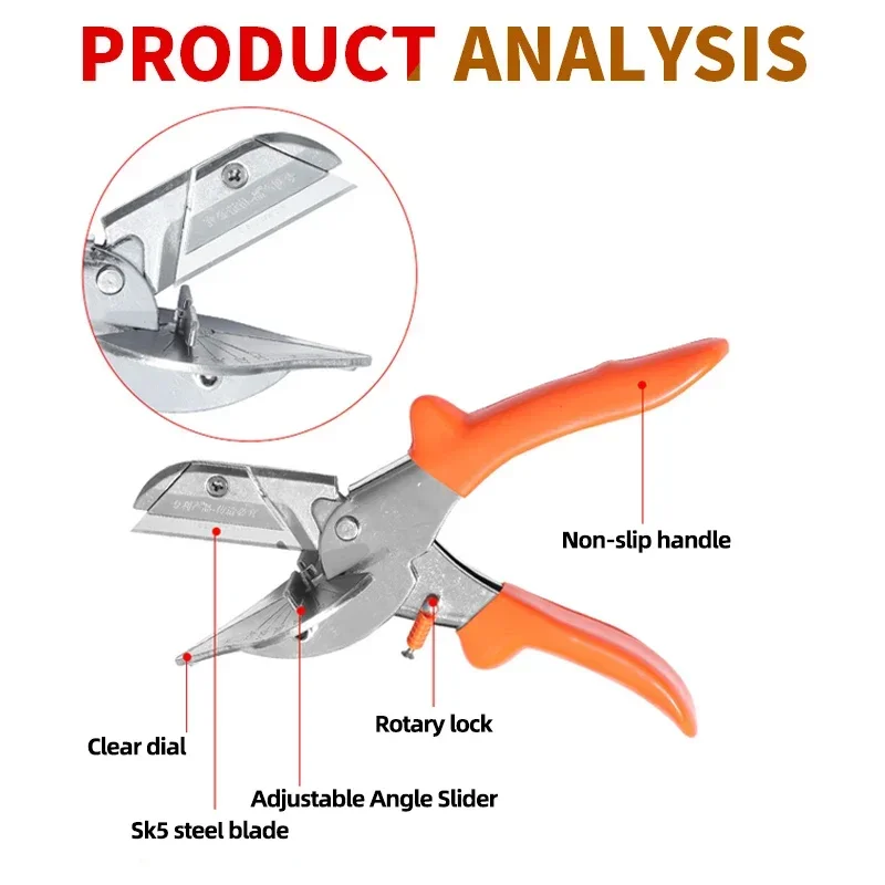 Multi Angle Miter Shear Cutter Adjustable Angle Scissors 45-135 Degree Cut Wood and PVC PE PPR Plastic Pipe Cutting Tools