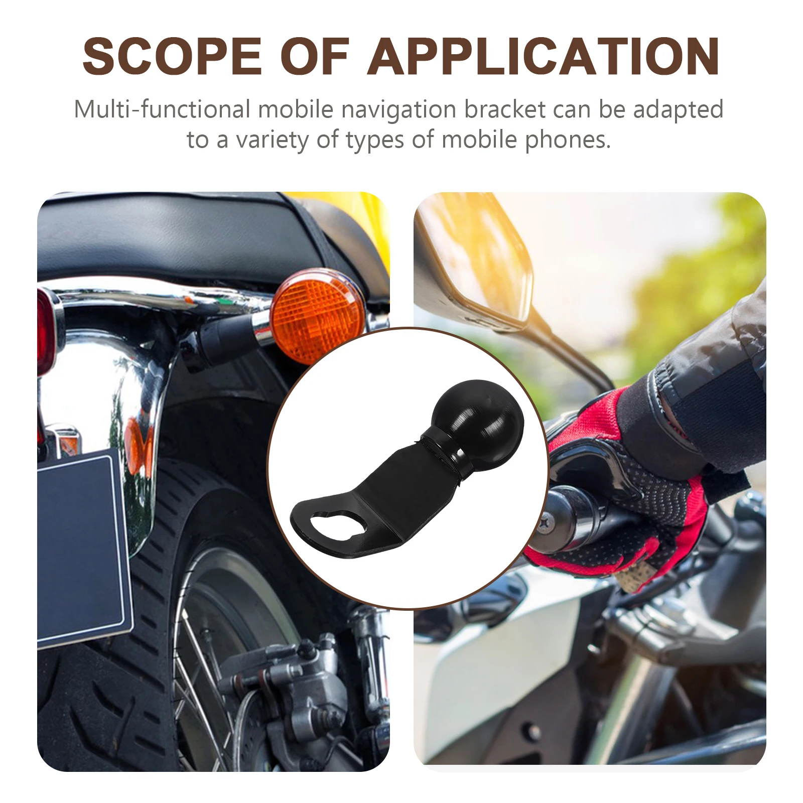 

Aluminum Alloy Ball Head 23mm Motorcycle Phone Mount Anti Vibration Fork Stem Bracket Base Sturdy Navigation Holder GPS
