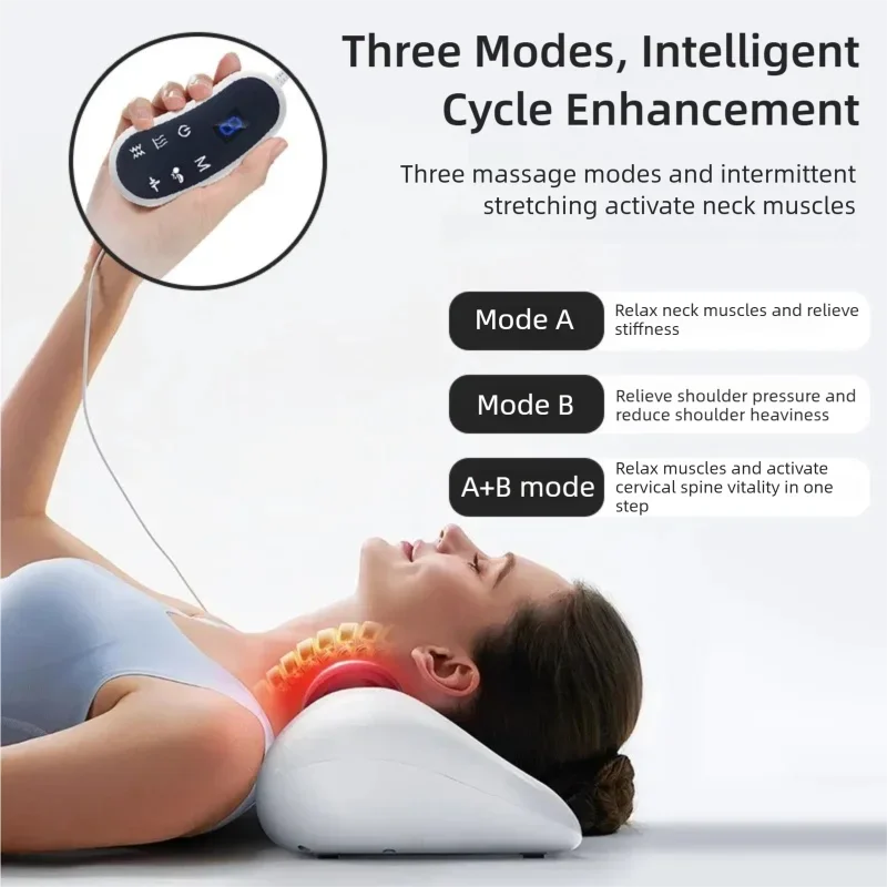 

Multi-Function Cervical Traction Device Neck Stretcher Massager with Vibration Heat Therapy and 3 Modes for Neck Fatigue Relief
