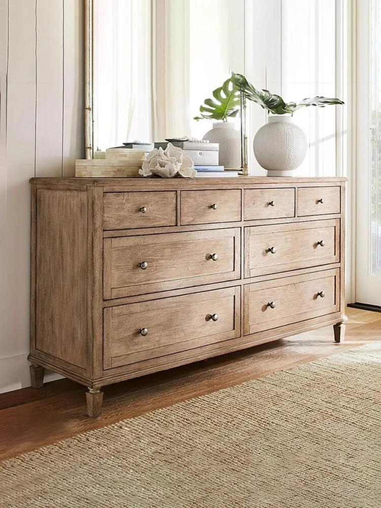 

American country solid wood chest, bedroom locker, dining side cabinet, bedside locker, French retro entrance cabinet storage