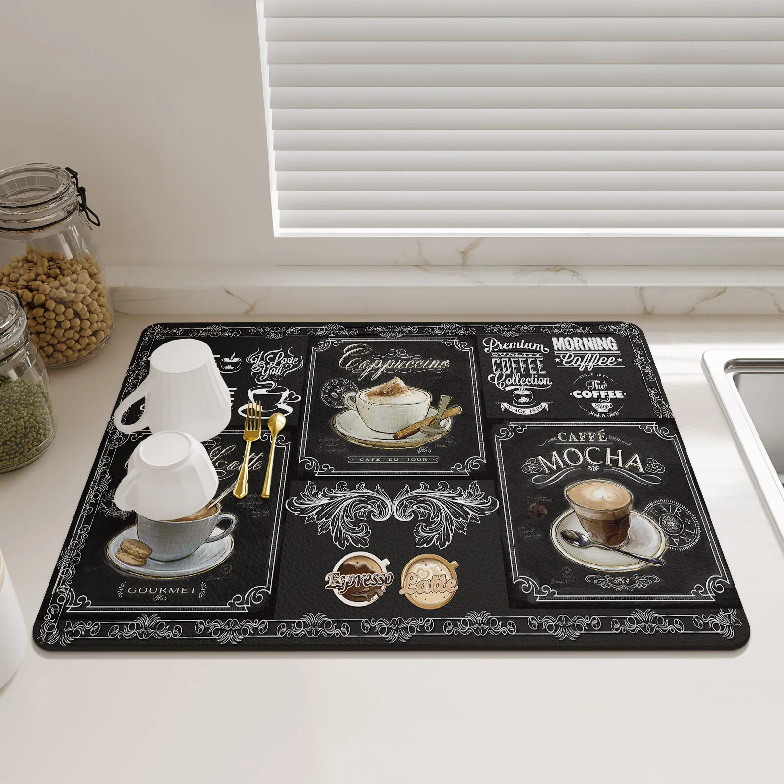 Diatomite Coffee Machine Mat Absorbent Dish Drying Mats Quick Dry Counter Top Rug Non-slip Drain Pad Placemat Kitchen Tableware