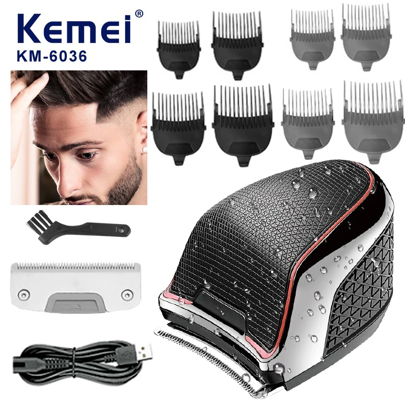 

Kemei-6036 Self-Haircut Electric Beard Hair Trimmer For Men Grooming Shortcut Hair Clipper Washable Haircut Machine Rechargeable