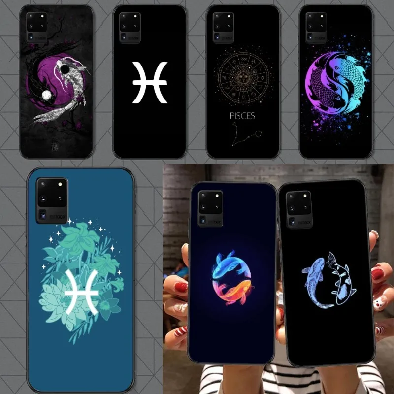 Pisces Astrology Smart Phone Case for Samsung A91 A81 A73 A72 A71 A30S A20 A12 A13 A52 A53 4G 5G Black Soft Phone Cover Funda