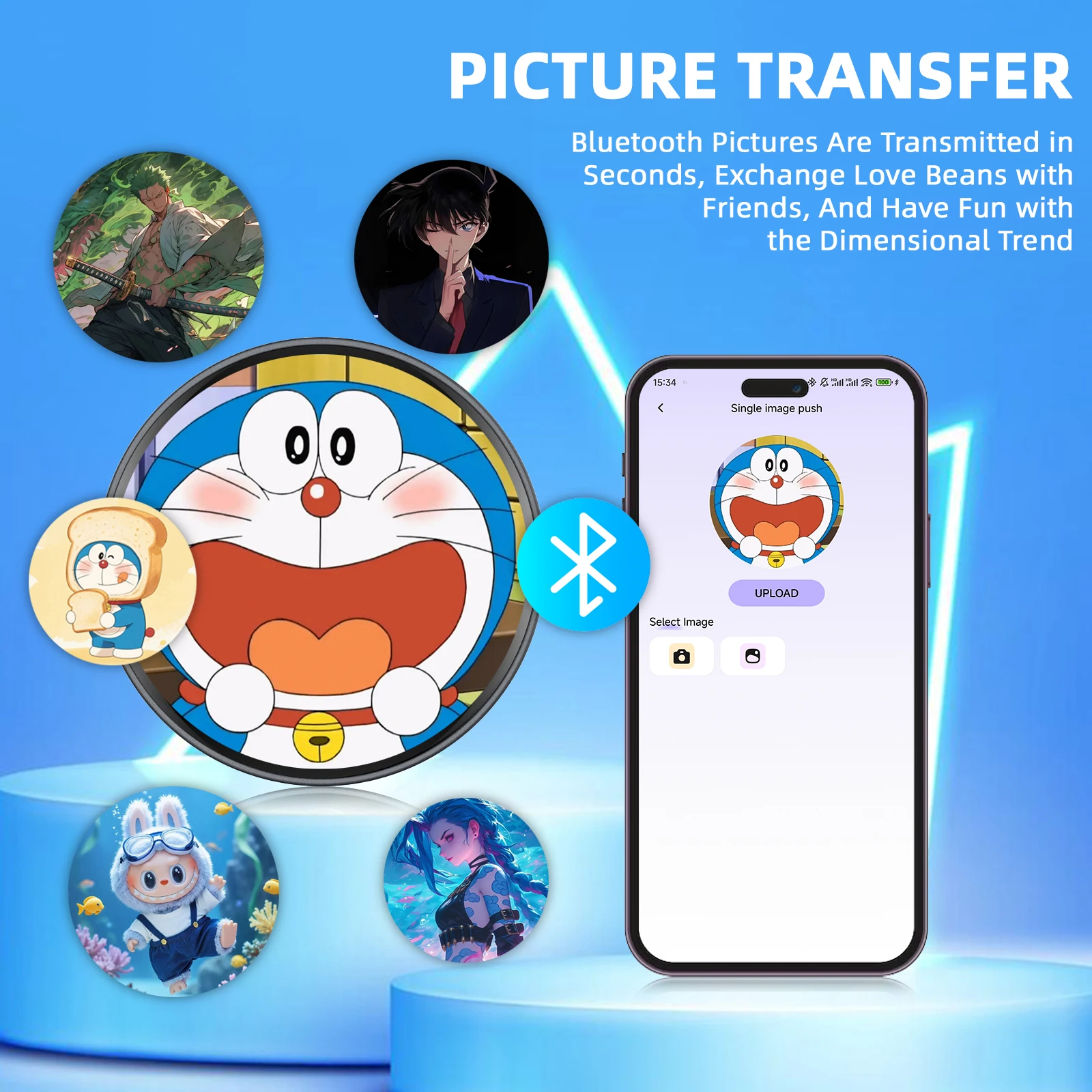 

Smart Digital Badge Dynamic Electronic Display Outdoors Small Pendant Fashionable Electronic Badges with Voice can Speak