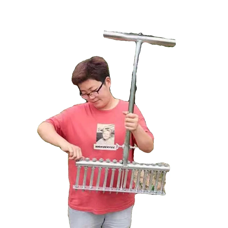 

Onion Planter 12-16 Teeth Drilling Spacing Adjustable Stainless Steel Drilling Manual onion and garlic seedling planter