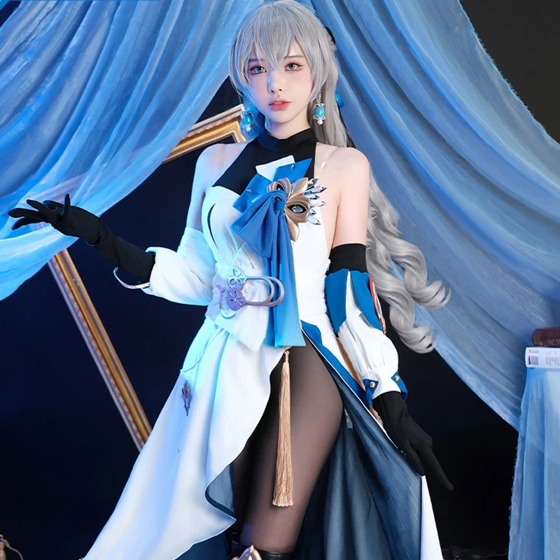 The New Bronya Rand Cosplay Protector Sexy Strapless White Dress Blue Bow Costume Game Star Rail Women Suit