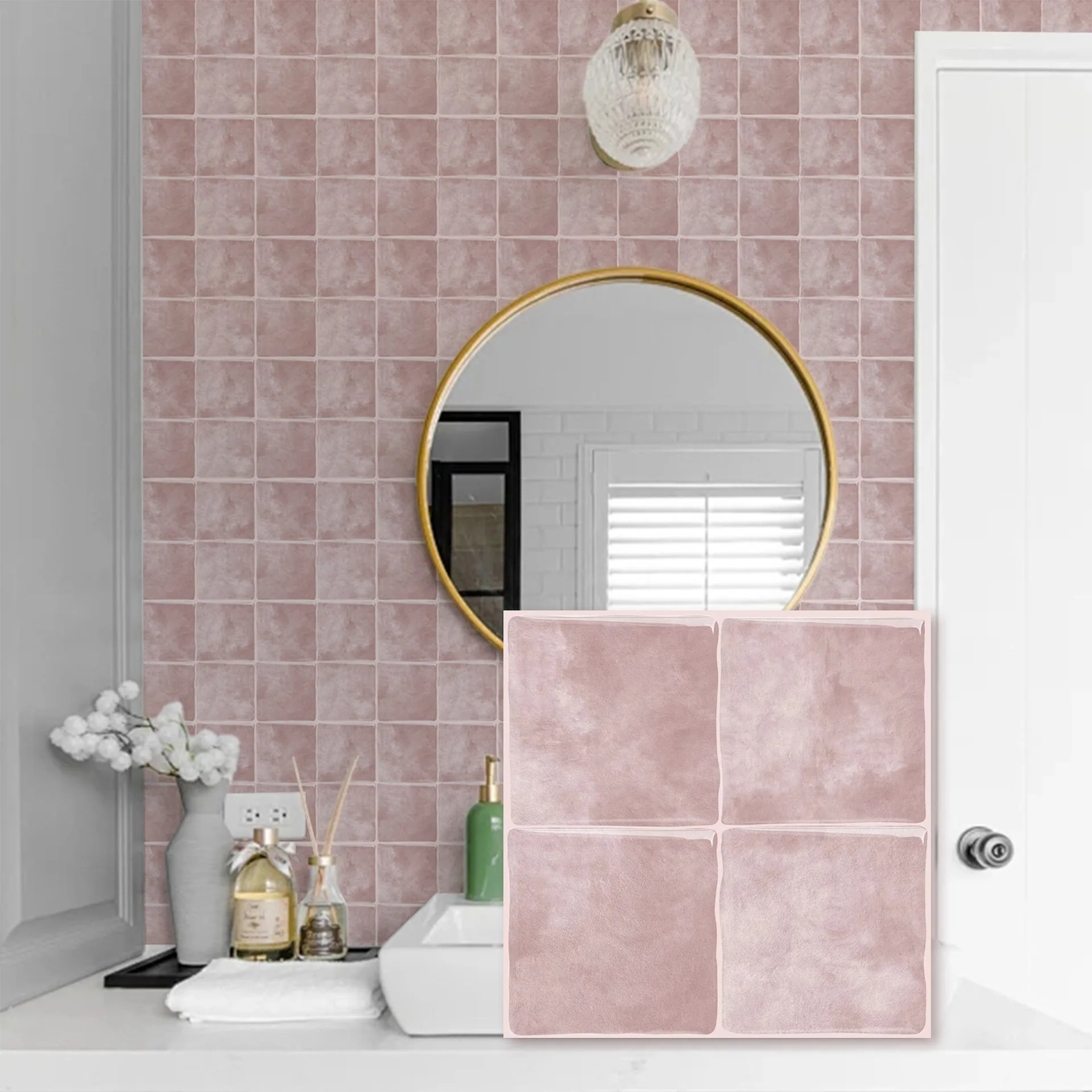 Self-adhesive Kitchen Anti-fouling Epoxy Sticker, Home Renovation Tile Laundry Square Interior Decoration Wallpaper Aesthetic