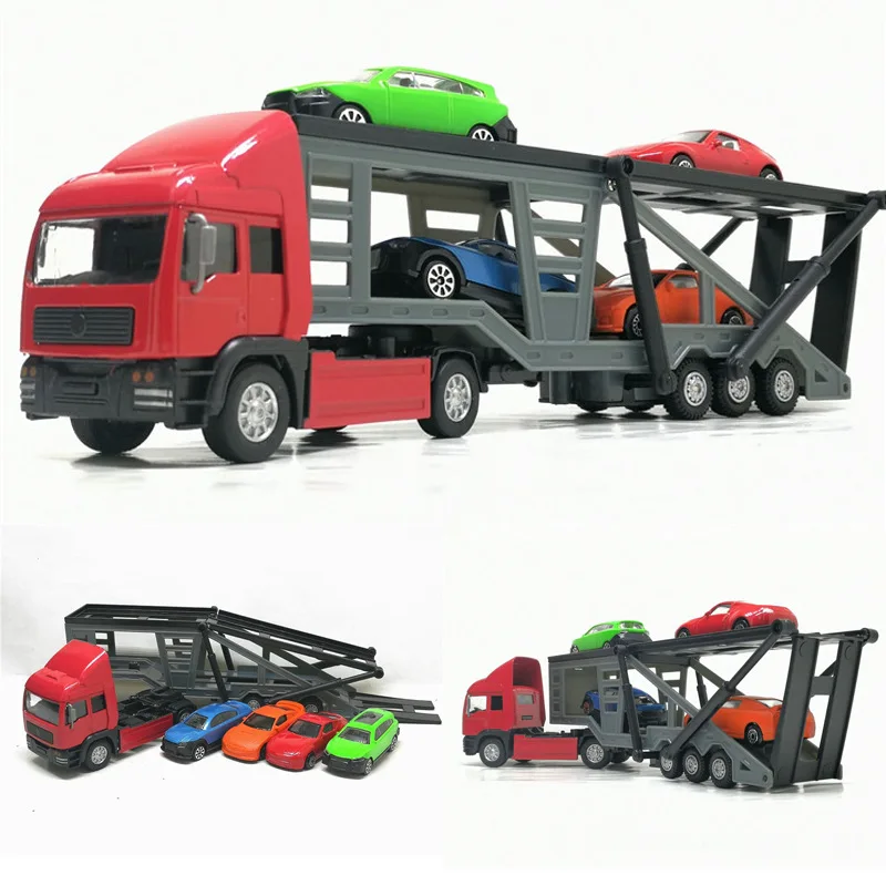 

New 1:64 alloy double decker transporter model,large flatbed transporter toy,simulation engineering vehicle toy,free shipping