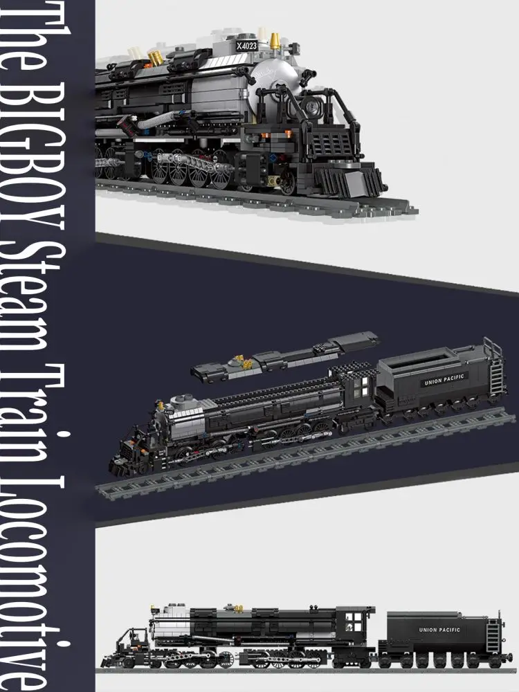 1608 Pcs Big Set BIGBOY Locomotive Model Building Block Display Set Boy Girls Gift Educational Emulational Diy Train Set