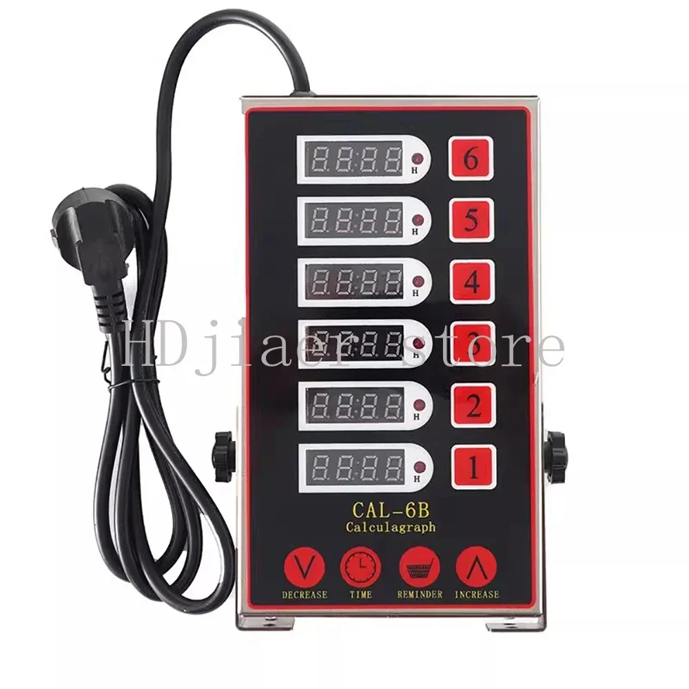 

6-Channel Commercial Kitchen Digital Timer – AC220V, Stainless Steel, Countdown with Alarm, Suitable for Frying,Baking & Cooking