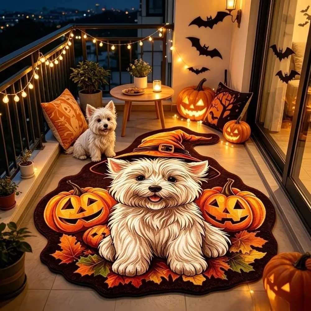 Washable Faux Cashmere Halloween Floor Mat Soft Skin-Friendly Pumpkin Door Mat Decorative Thick Entrance Door Mat Halloween