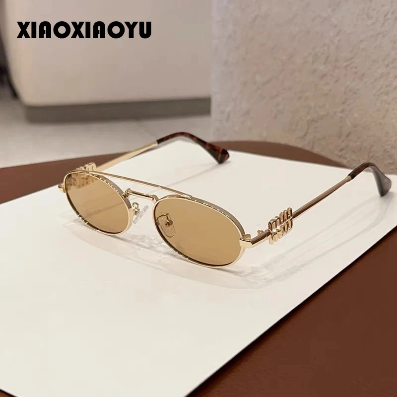 Trendy Retro Oval Sunglasses For Cool Guys And Hot Girls With Luxury Design Punk Gold Metal Frame Driving Fashion Sunglasses Uv