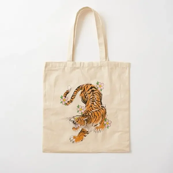 

Tiger Japan Old School Cotton Canvas Bag Shopper Designer Foldable Shoulder Bag Grocery Casual Travel Ladies Women Printed