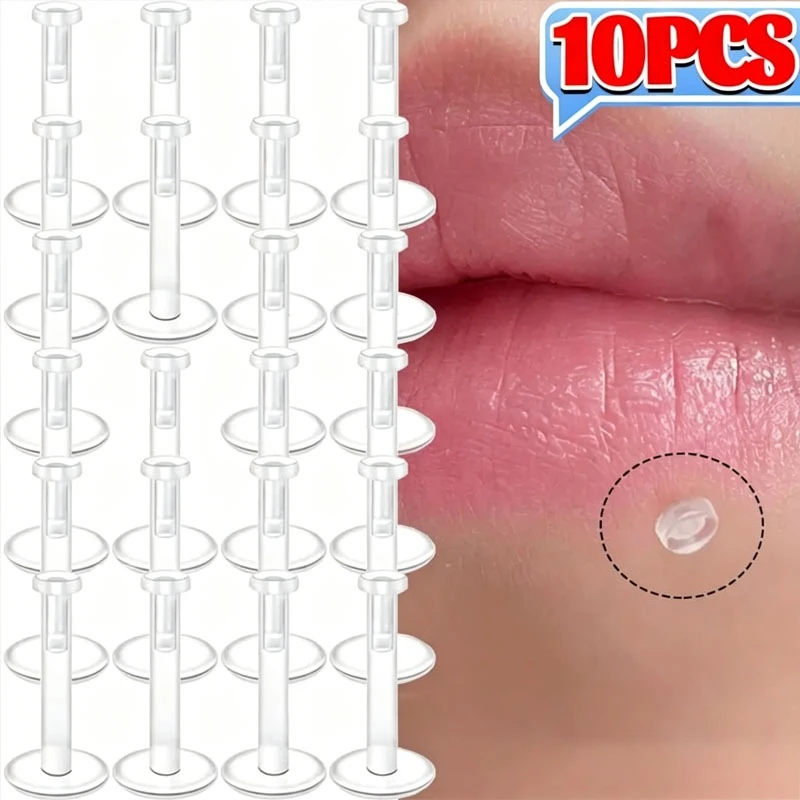 10 Piezas de Varillas Acrílicas Transparentes Suaves de Calibre 16, Invisibles, para Labio, Nariz, Oreja, Hélice, 6mm 8mm 10mm 12mm, Joyería para Piercing Corporal