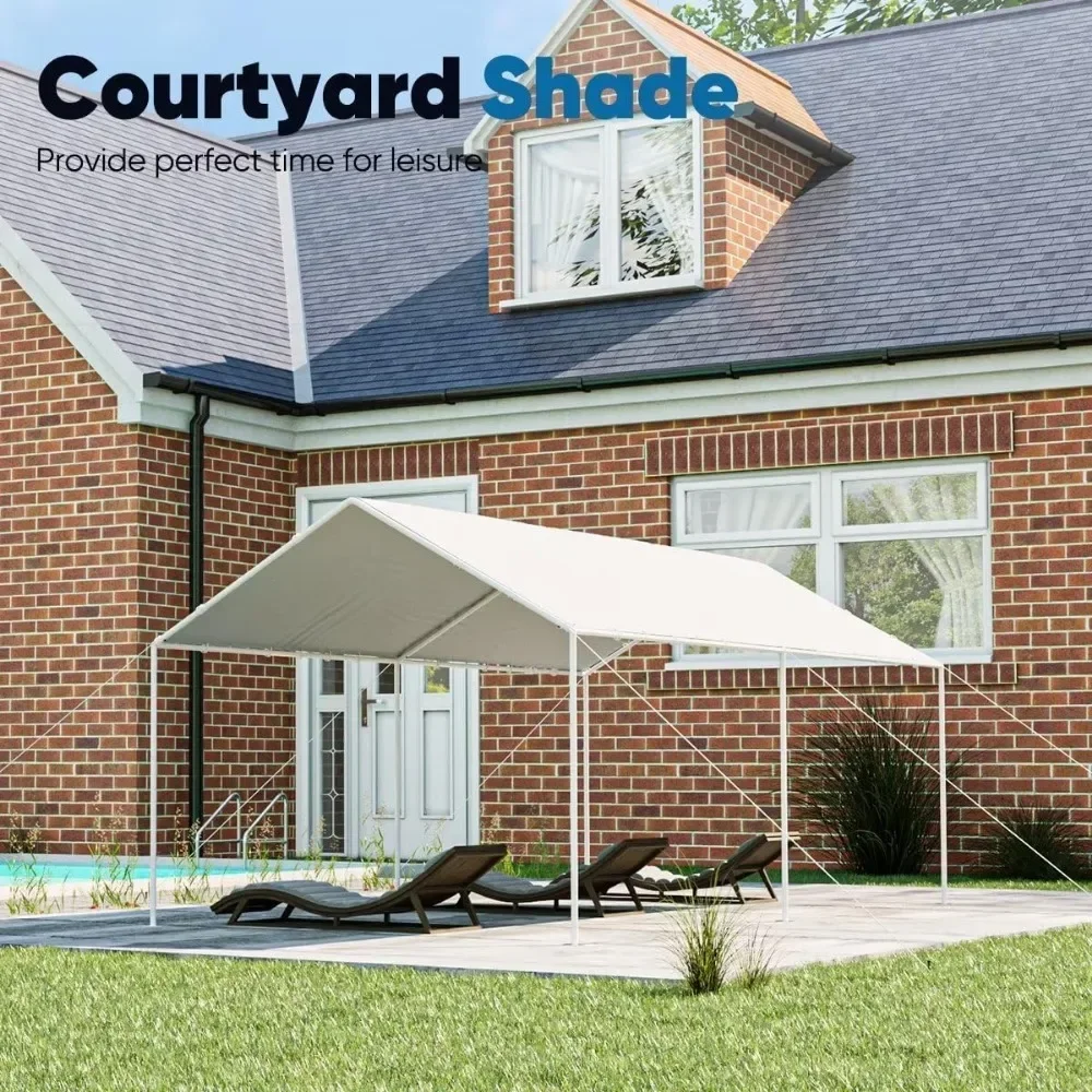 10'X20' Heavy Duty Carport Carport Canopy Car Shelter Canopy Outdoor Party Tent Boat Shelter-White Shed Garage Garden Buildings Home