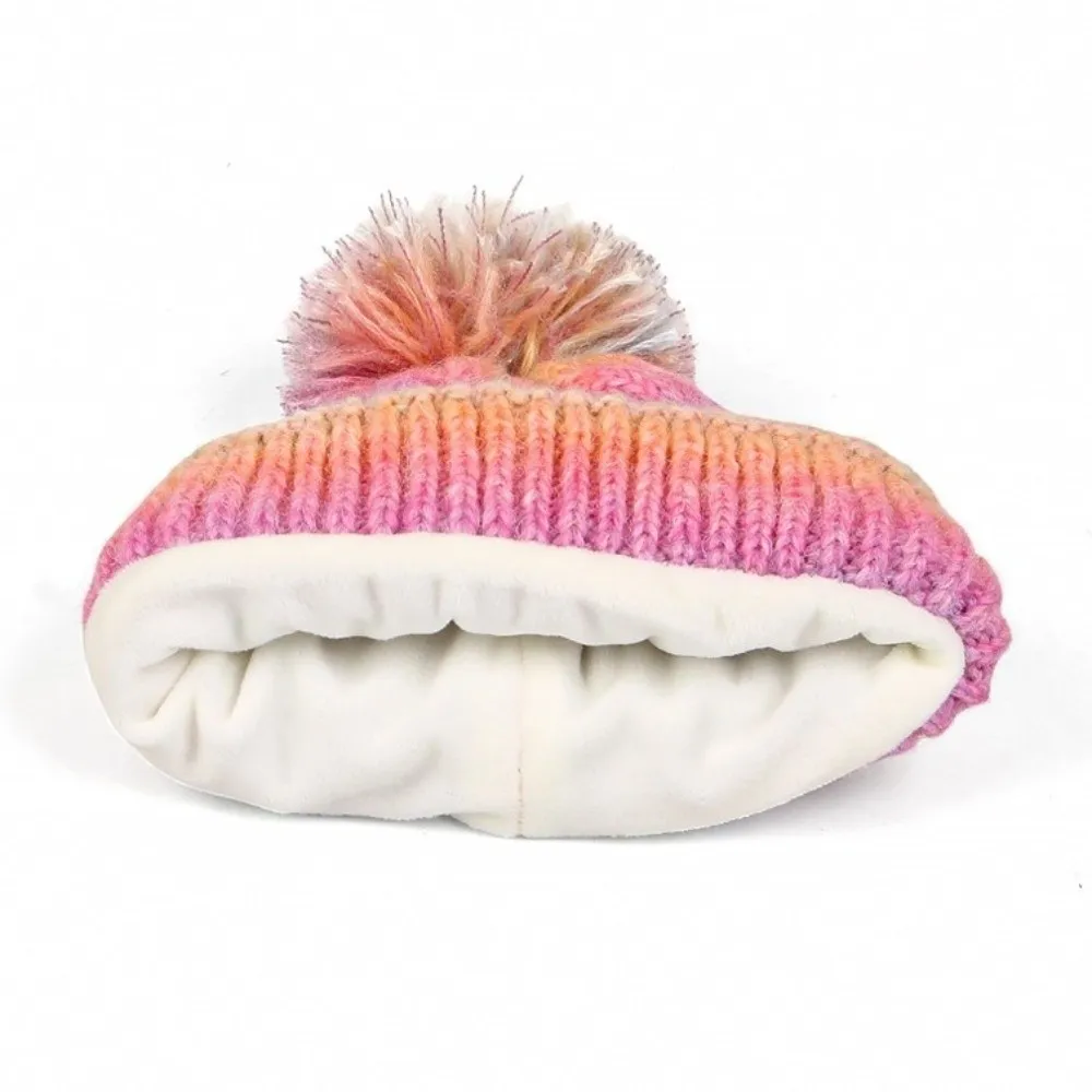 

Gradient Color Baby Hat Scarf Gloves Set Warm Ears Thickened Toddler Knitted Hat Keep Warm with Velvet Hat Set Autumn Winter