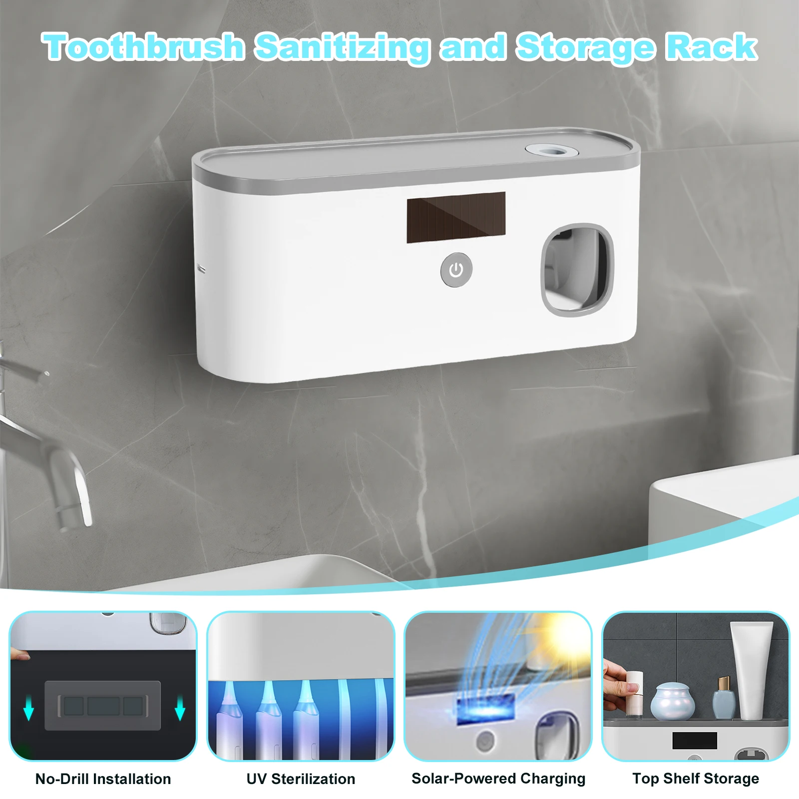 Wall-Mounted Rechargeable Electric Toothbrush Holder Timer Function Cordless Toothbrush Sanitizer Holder Toothbrush Cleaner