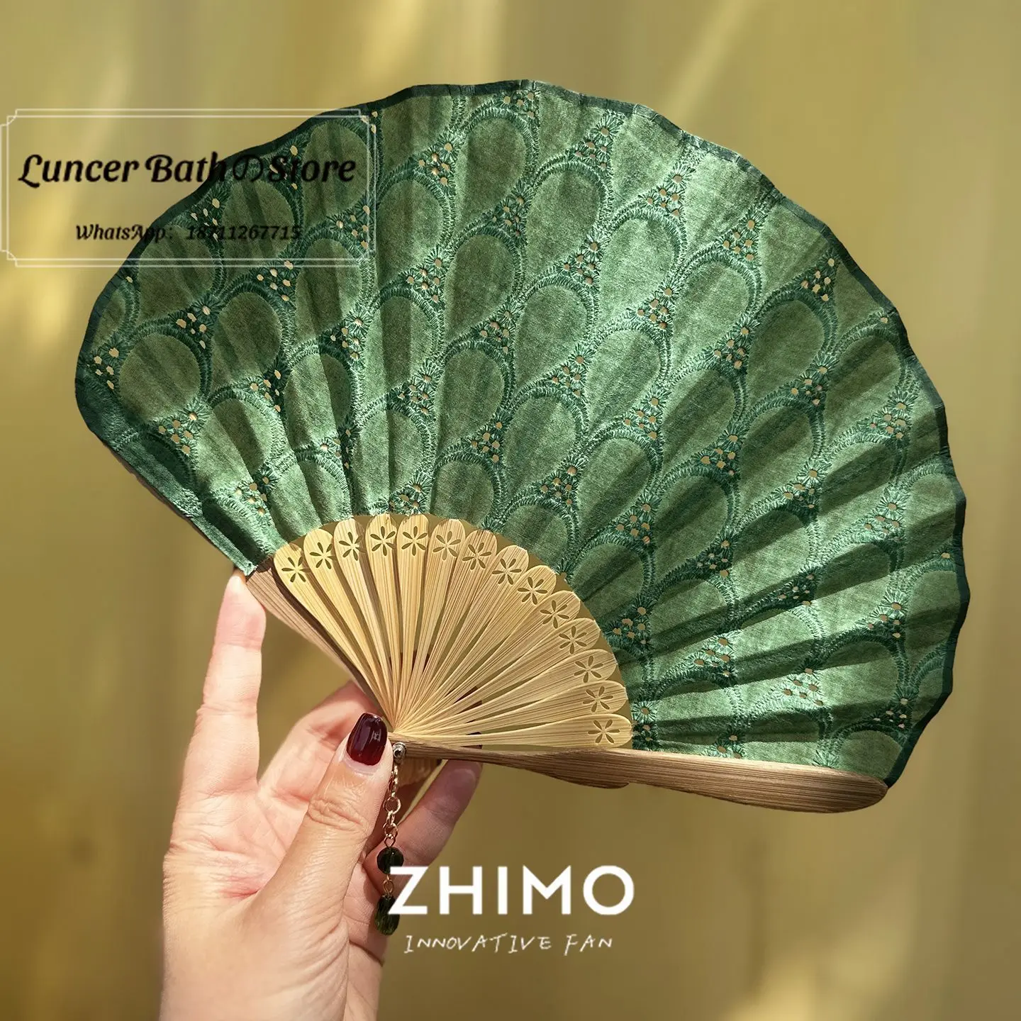 Zhimo original embroidery hollow peacock retro style shell fan fashion daily folding fan plain Hanfu literary fan